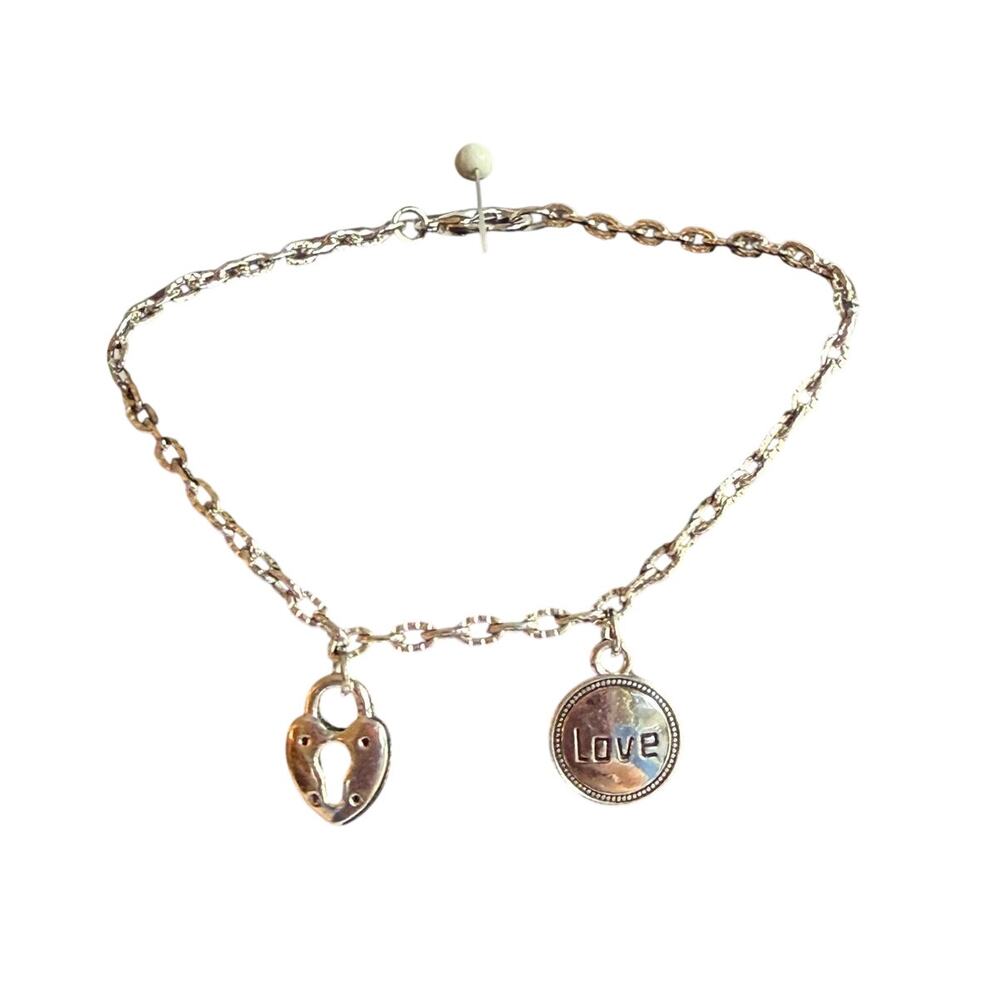 Love and Lock charm bracelet handmade